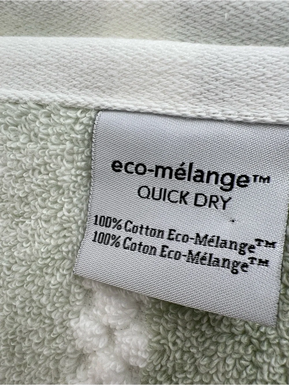 Eco Melange Bath Towels Green White Quick Dry Soft 100% Cotton 2 Pc Set NEW